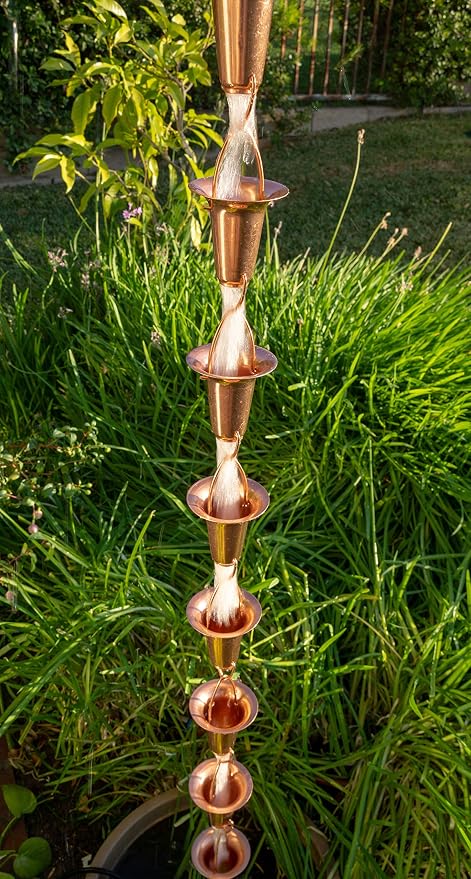 Stanwood Rain Chain Bell/Cup Shaped Copper Rain Chain, 8-Feet