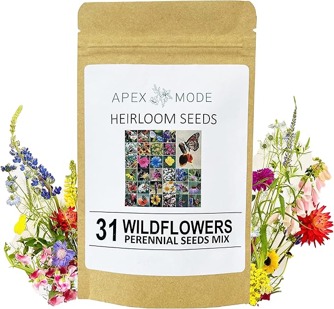 Perennial Wildflower Seeds Package with 31 Different Varieties 100,000+ Seeds, Hummingbird and Butterfly Garden Seeds, Popular Perennial Flower Seeds, Non-GMO Wildflower Seeds Mix for Your Garden