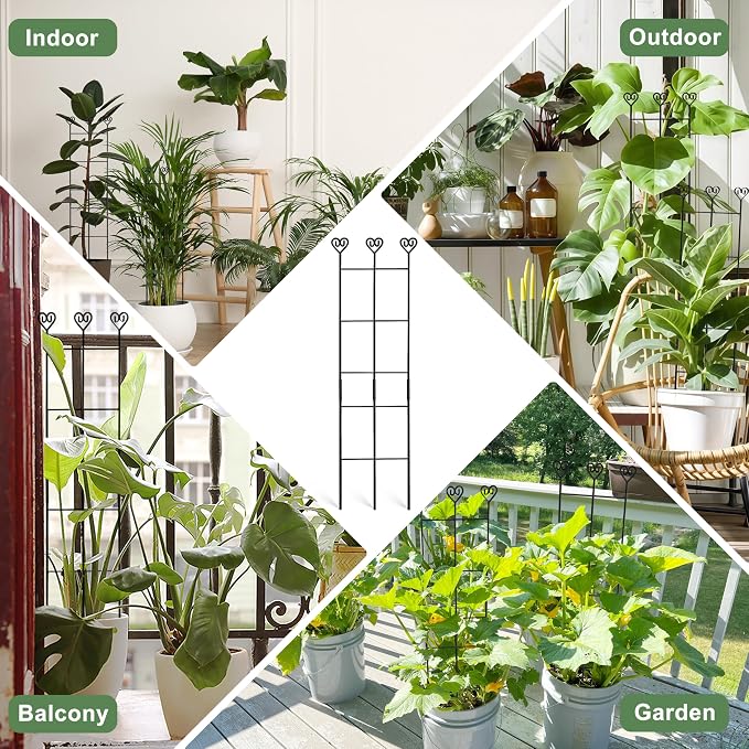 Coomin 2 Pack 32in Monstera Plant Support Stakes for Indoor Plants, Stackable Garden Trellis for Climbing Plants Indoor, Metal Plant Trellis for Potted Plants Pothos Philodendron