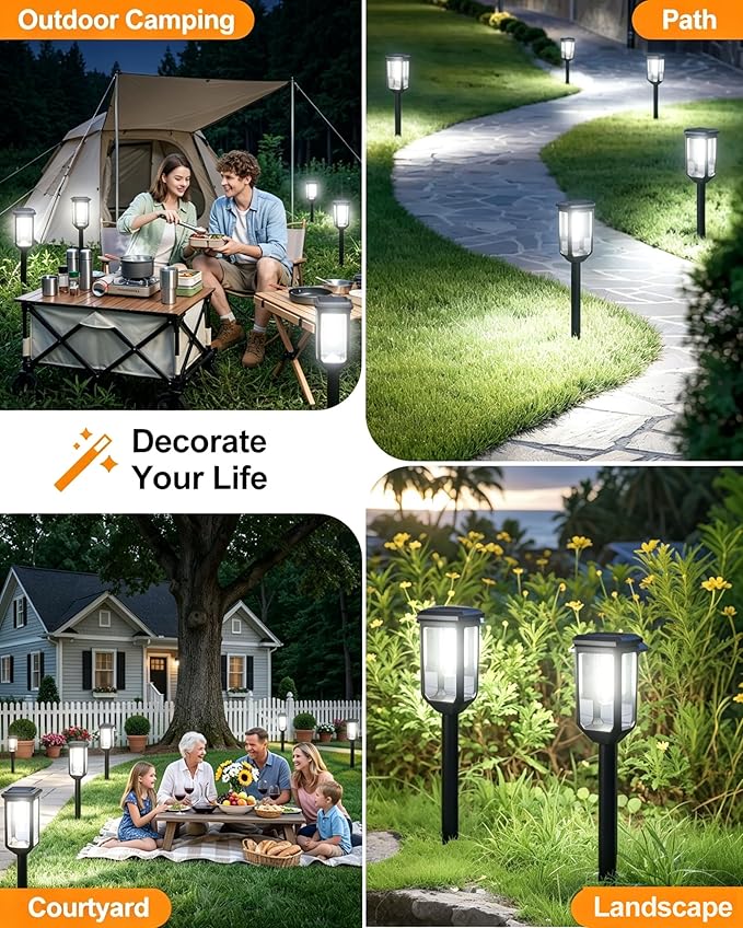 Tenmiro Solar Pathway Lights Outdoor 8 Pack LED Solar Powered Garden Lights Waterproof IP65 Outdoor Light for Yard Lawn Patio Path Walkway Driveway Decor 6500K