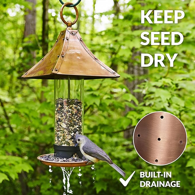 Good Directions T01P Pagoda Style, Pure Copper Bird Feeder, Wild Bird Feeder, Easy to Hang