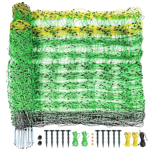 PPOLB Electric Fence Netting - 42.5" H x 164' L, Portable Movable Livestock Nets Mesh for Goats, Sheep, Hogs, Dog, All-Purpose Electric Fencing for Backyards, Homesteaders, Farms Ranches, and Gardens