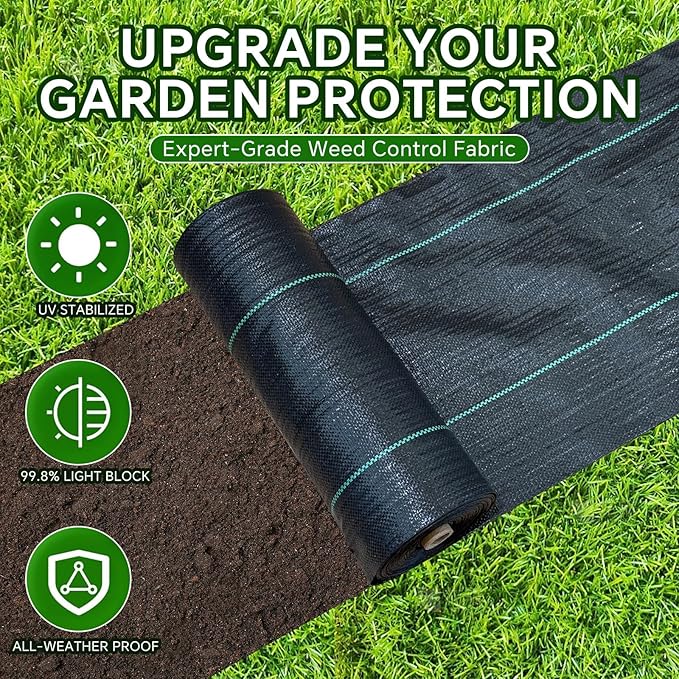 Weed Barrier Landscape Fabric Heavy Duty,1.4FT x 200FT Premium Garden Weed Blocker Fabric for Weed Control, Plastic Ground Cover with Woven Weed Cloth,Durable Landscaping Fabric