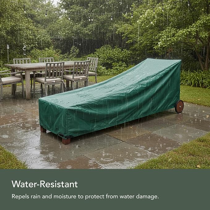 Covermates Classic Chaise Lounge Cover – Weather-Resistant Vinyl Outdoor Furniture Cover with Mesh Vent, Elastic Hem, UV Protection, Lightweight Patio Chair Cover, 32W x 82D x 34H, Green