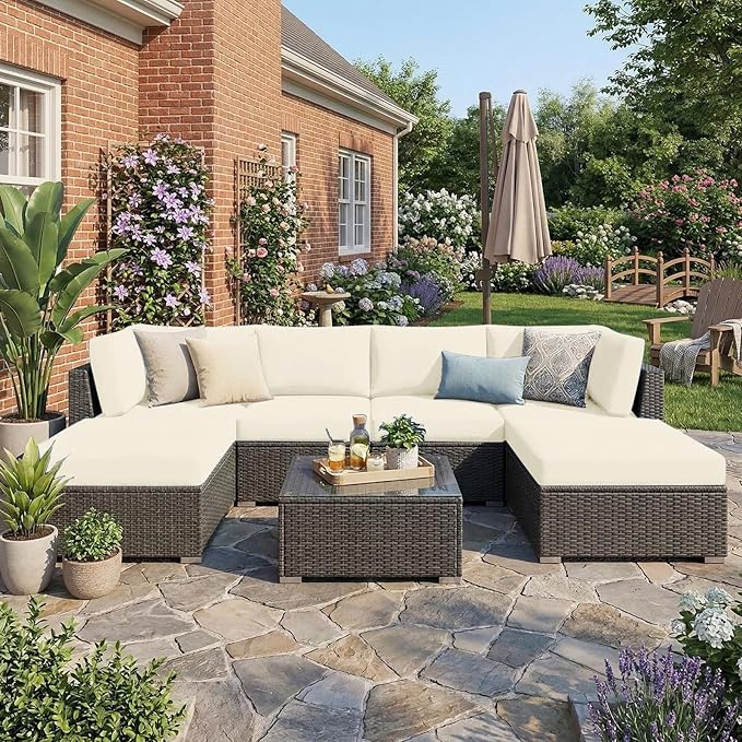 hyha Waterproof Outdoor Cushion Covers for Patio Furniture, Stretch Patio Chair Cushion Slipcovers, Coated UV Resistant Replacement Seat Covers, Solid Color (Beige, 4PC)