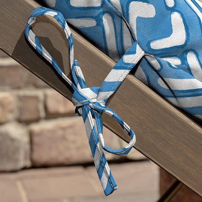 Arden Outdoor Midback Chair Cushion, 18 x 16.5, Rain-Proof, Fade Resistant Amalfi Blue Tile