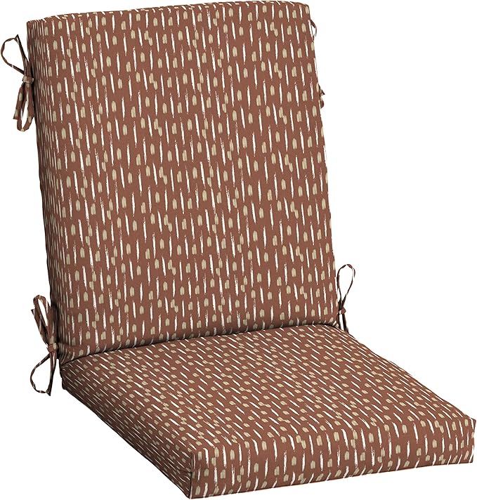 Arden Outdoor Patio Dining Chair Cushion, 20x44, Rain-Proof Seat Pad, Fade-Resistant Outdoor Cushion Rust Red Brushed Texture