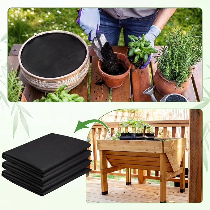 Breling 63 x 300 Inch Raised Garden Bed Liner Non Woven Plant Felt Liner Roll Easy to Cut for Flower Basket Window Box Large Veg Trough, Black