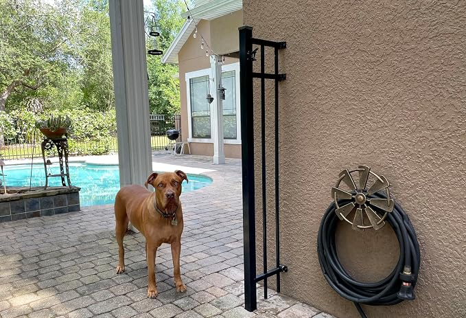 Bronze Finish Cast Iron Farmhouse Windmill Decorative Wall Mounted Garden Hose Hanger Outdoor Hose Holder Decor - 12 Inches in Diameter - Simple Installation