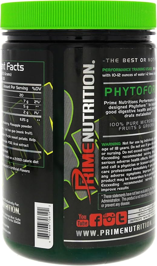 Phytoform | Fruits & Greens | Prime Nutrition | 375g | 30 Servings (Kiwi-Strawberry)