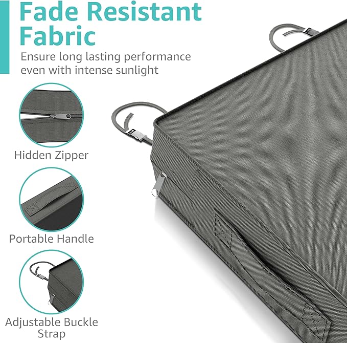 YENING Memory Foam Outdoor Chair Cushions Waterproof 4 Inch Extra Thick Patio Seat Pads for Furniture 20x20 Grey Set of 2