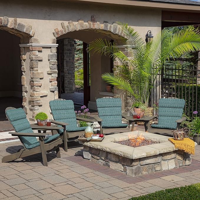 Arden Outdoor Adirondack or Rocking Chair Cushion, 20 x 17, Rain-Proof, Fade Resistant 17 x 20, Alana Tile