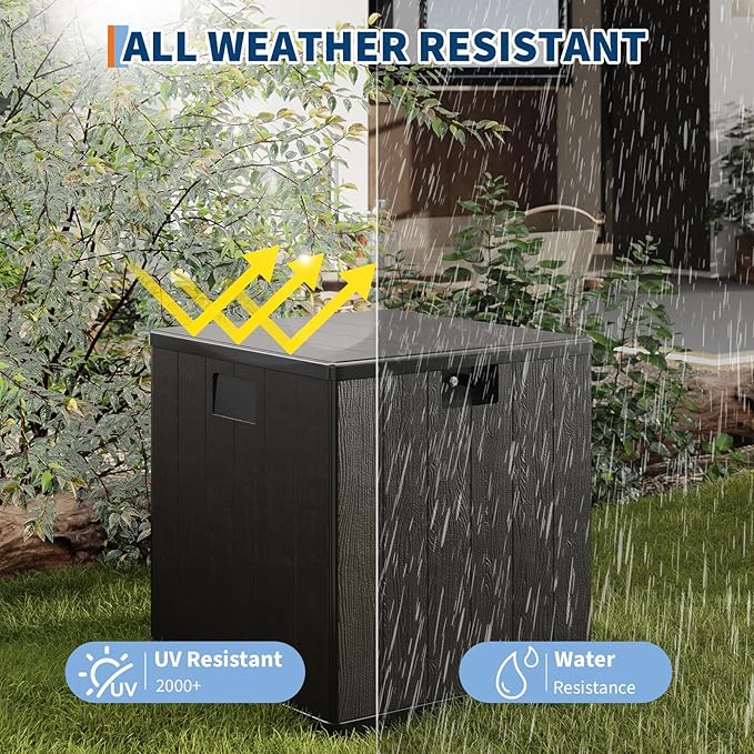 80 Gallon Resin Deck Box, Large Waterproof Outdoor Storage Box with Lockable Lid & UV Resistant, Storage Container for Patio Furniture Cushions, Garden, Backyard, and Poolside，Black