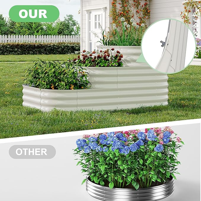 GarveeHome Galvanized Steel Raised Garden Bed - 30.7 in Deep Open-Base Design,Assembly & Expandable Planter Box for Vegetables/Flowers, Family-Friendly Gardening Kit (5x3.5x2.5 ft),White