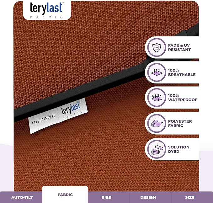 Midtown Umbrellas The Lean Patio Umbrella (Terylast Fabric - Terracotta, 10 Foot)
