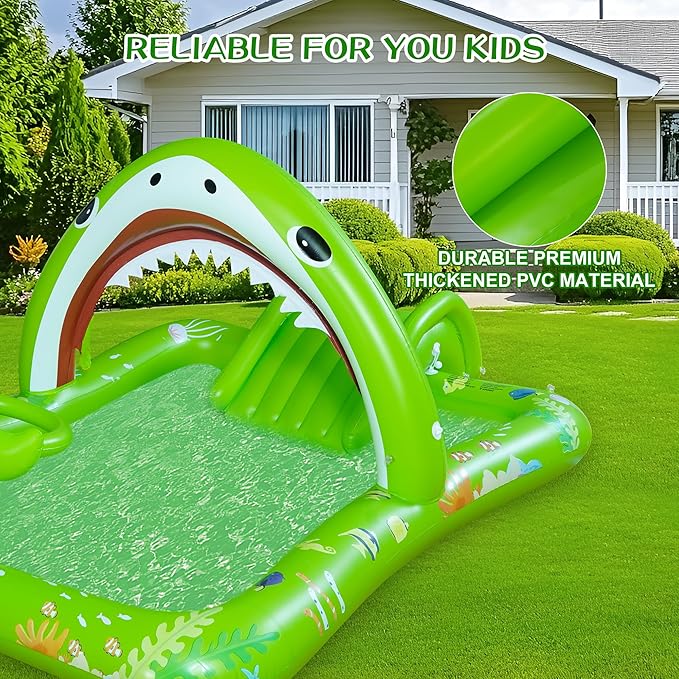 Onory Inflatable Kiddie Pool Inflatable Play Center Kids Toddler Pool with Water Slide, Water Sprayers Toddler Pool with Play Ball Hoop Thickened Swimming Pool for Backyard