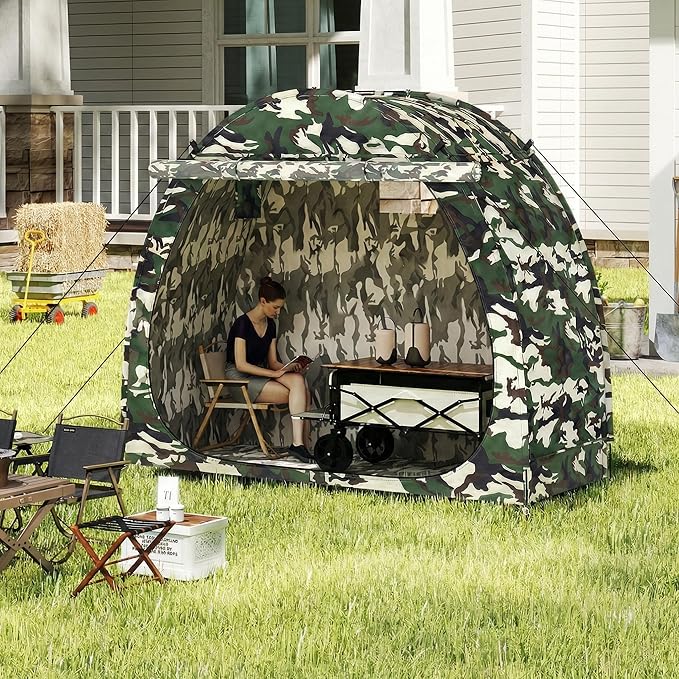Bike Storage Shed, Bike Tent with Bicycle Racks Outdoor Bicycle Storage Sheds with 210D Oxford 1000ppm Waterproof for 2/3 Bikes, Covers Shelter for Motorcycle, Lawn Mower, Garden Tools