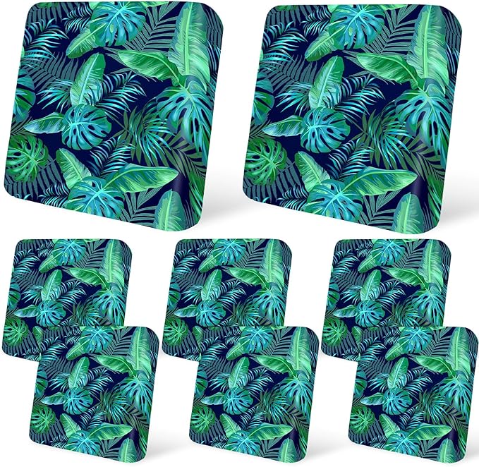 pickyNproud 8Pcs Patio Cushion Covers Stretch Outdoor Couch Cushions Slipcovers Replacement Washable Furniture Protector with Elastic Bottom Sofa Chair Seat Cover, Palm Leaves