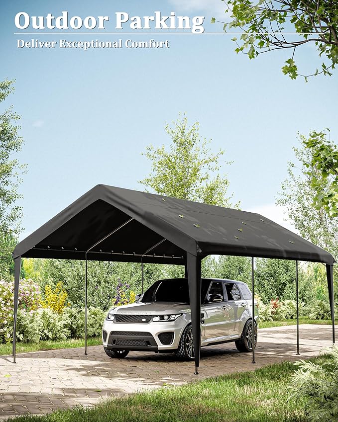 Carport Canopy Replacement Cover 12x20 Heavy Duty Outdoor Portable Car Canopy Oxford Waterproof UV & Tear Resistant Garage Canopy with Ball Bungees (Frame is Not Included)