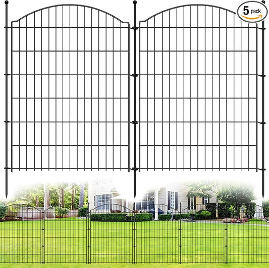 Decorative Garden Fences 40in x 12ft, 5 Pack Outdoor Fencing Animal Barrier Dog Border, Metal Wire Fence Panels for Garden Decor, Flower Bed Edging Borders for No Dig Patio Yard
