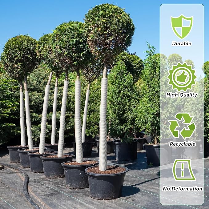 Nuenen 30 Pcs Corrugated Tree Guards, Long 15.75 Inch Diameter 1.96 Inch Pp Tree Trunk Protectors, Tree Bark Protector Tube Wraps for Saplings Plants Seedlings Deer Rabbit Cats Rodents Mowers (White)