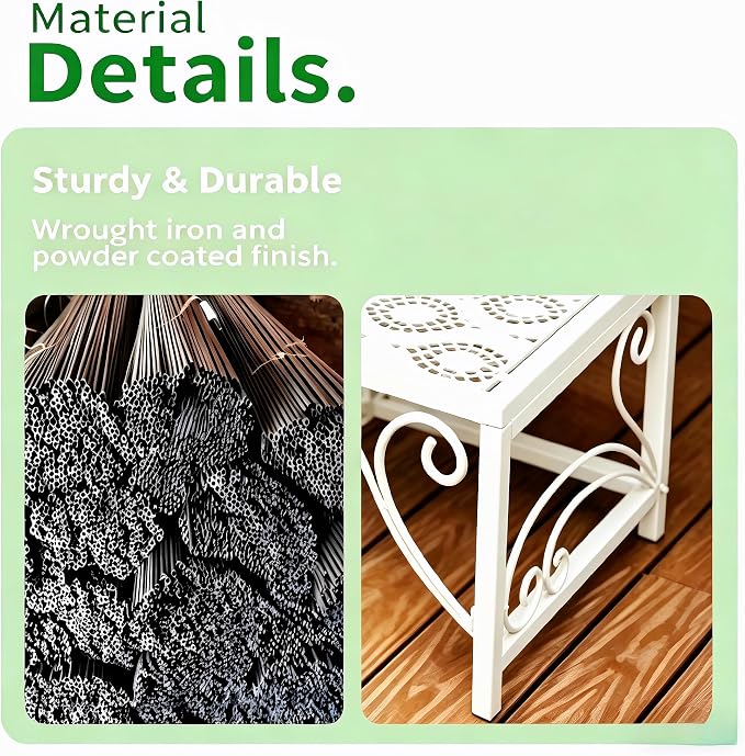 2 Tier Metal Plant Stand, Ladder Flower Pot Holder Plant Stands, Stackable Heavy Duty Tall Plant Shelf Flower Pot Holder for Patio Garden Corner Balcony Living Room (2 Tier H16.3 In-White)