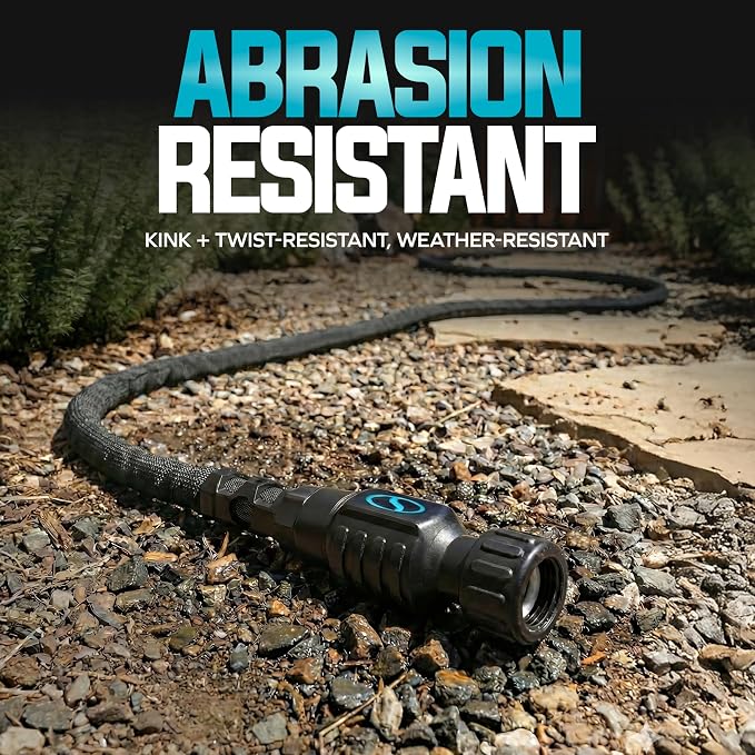 Aqua Joe FiberJacket Garden Hose, Lightweight and Kink-Resistant, Durable Fabric Hose with Metal Fittings, 600 PSI Max, 100' x 5/8" Diameter