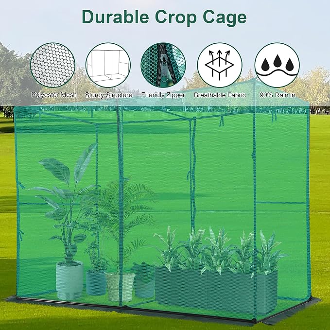 Crop Cage Plant Protection Tent 4 x 8 x 6 Feet, Easy to Install Protection Garden Cages, Crop Cages with Storage Bag Suitable for Garden Patio Lawn