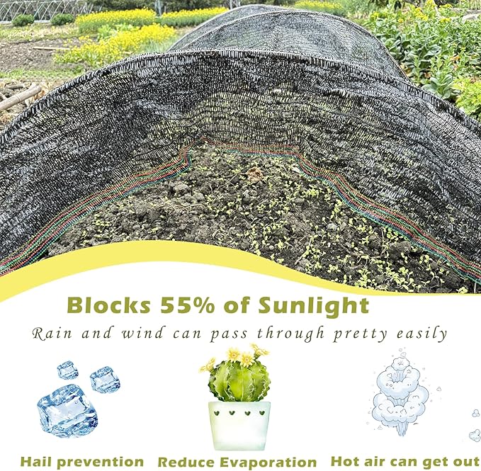 55% Shade Cloth for Garden, Sunblock Mesh UV Resistant Net for Vegetables Flowers Greenhouse Raised Bed, Plant Shade Cover from Sun, Black (4X16 FT)