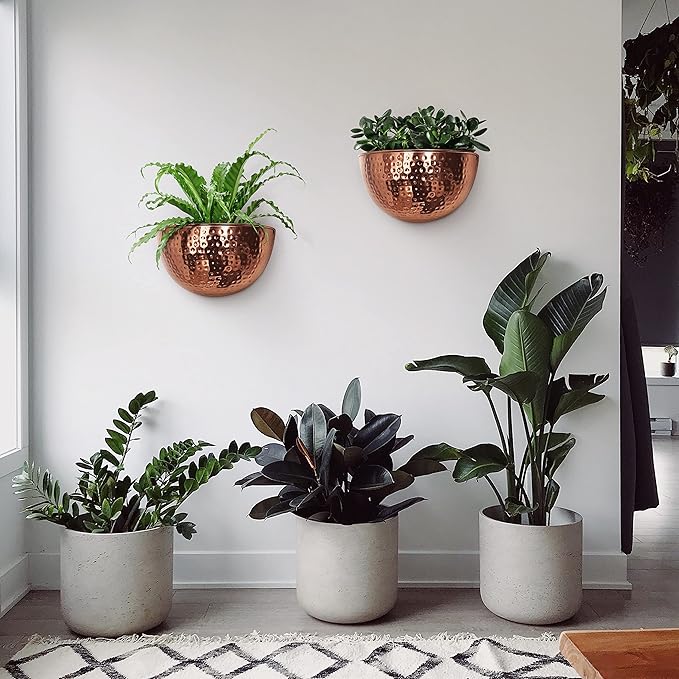 Allegorie Metal Wall Planter | Indoor or Outdoor Hanging Plant Pot | Farmhouse Decor & Boho Kitchen Decoration for Herbs & Succulents and Living Wall 12x7 (Copper)