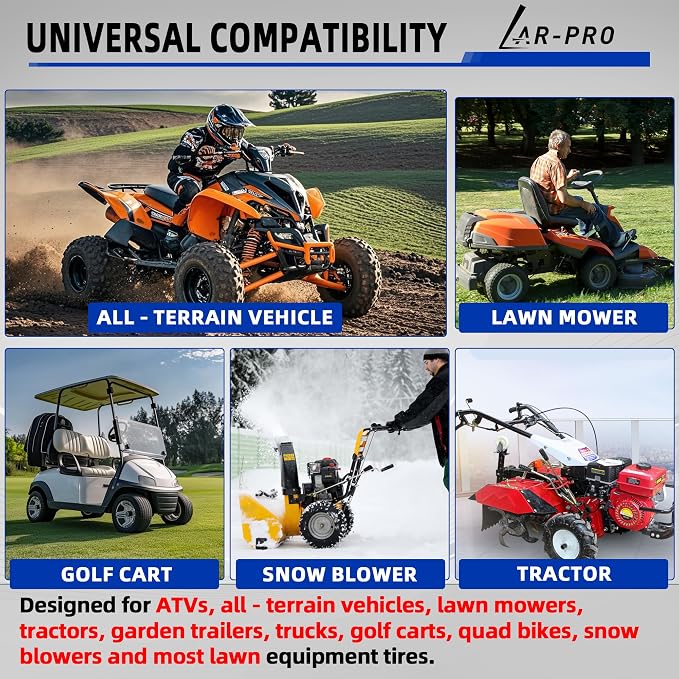 AR-PRO Relacement 25x13-9 Inner Tubes for ATV/UTV, Lawn Tractor, Mowers, Golf Cart, Snow Blowers, and More - with TR6 Straight Metal Valve Stems - Made from Durable Butyl Rubber (2-Pack)
