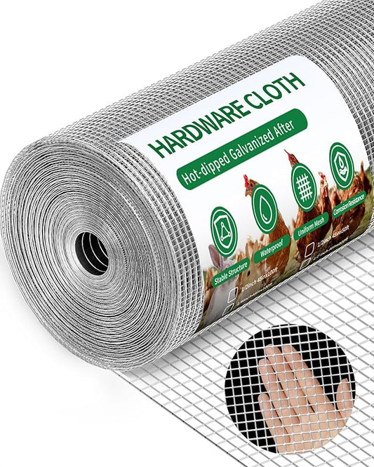 Pterying 1/2" x 48" x 100FT Silver Hardware Cloth - Hot-Dip Galvanized Chicken Wire Fencing, 19 Gauge Welded Wire Mesh Roll for Chicken Coop, Rabbit, Snake, Deer Fencing and Garden/Tree Protection