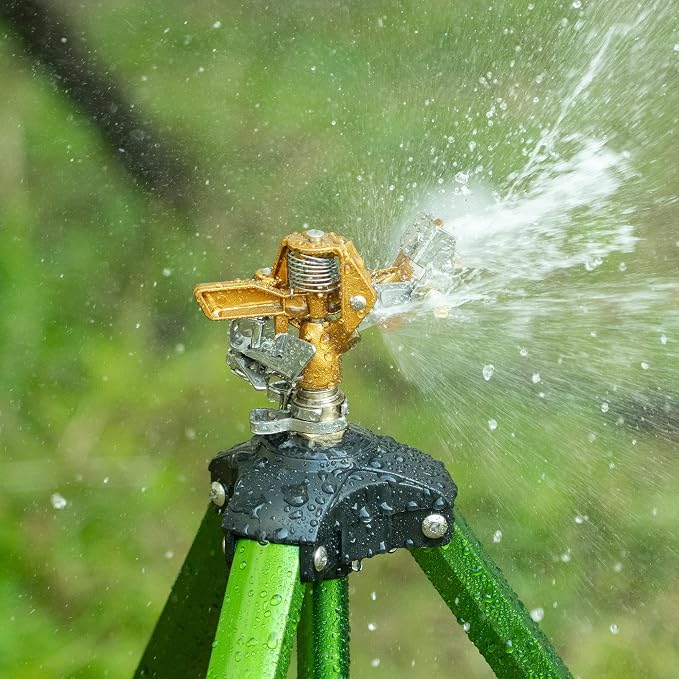 Hourleey Impact Sprinkler on Tripod Base + Water Sprinkler Head