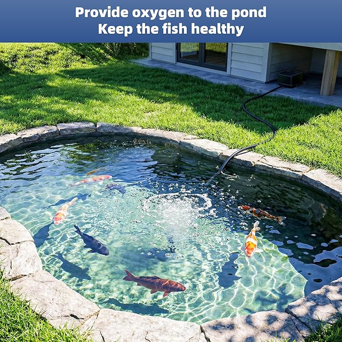 Biling Pond Aerator, Ultra Quiet 43dB 635GPH Pond Air Pump, IP55 Waterproof Septic Aerator for Outdoor Ponds, Koi Ponds, Water Gardens and Septic Tank