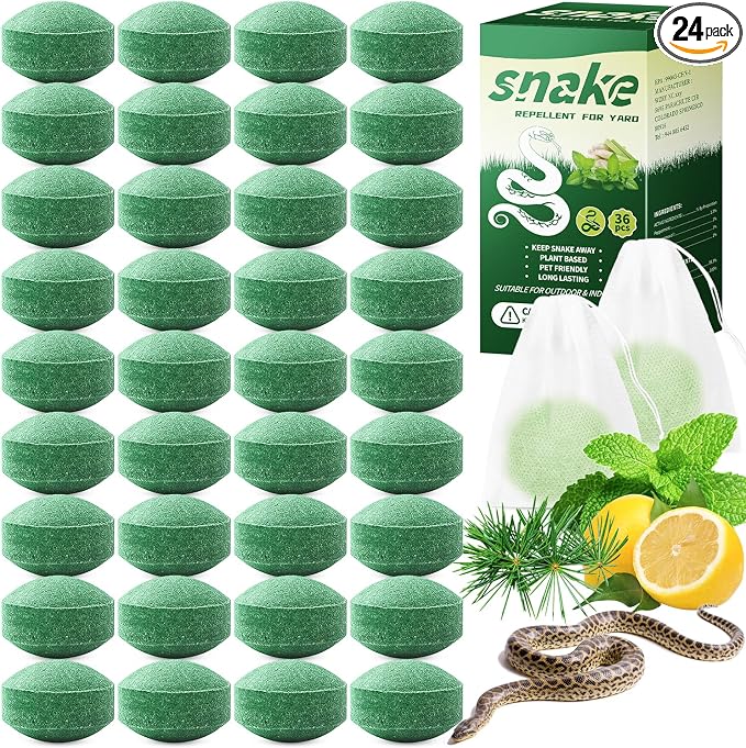 36 Pack Natural Snake Repellent, Snake Repellent for Outdoor Yard Garden House | Long-Lasting Protection | Safe for Dogs and Children, Dark Green
