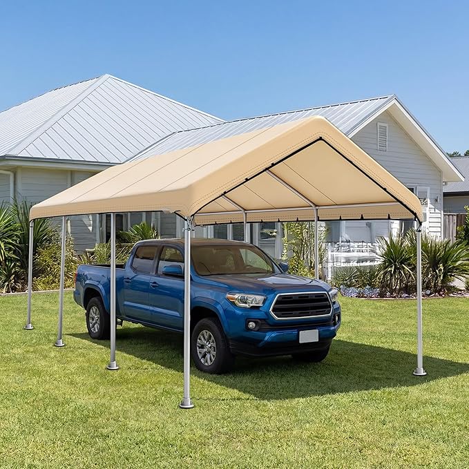 SIHAIAN 11 x 20 Ft Carport Replacement Canopy Cover(No Frame), Easy to Set up Carport Canopy, 500D Heavy-Duty Garage Top Tent Shelter Tarp Waterproof and UV Protected (Only Canopy Cover)