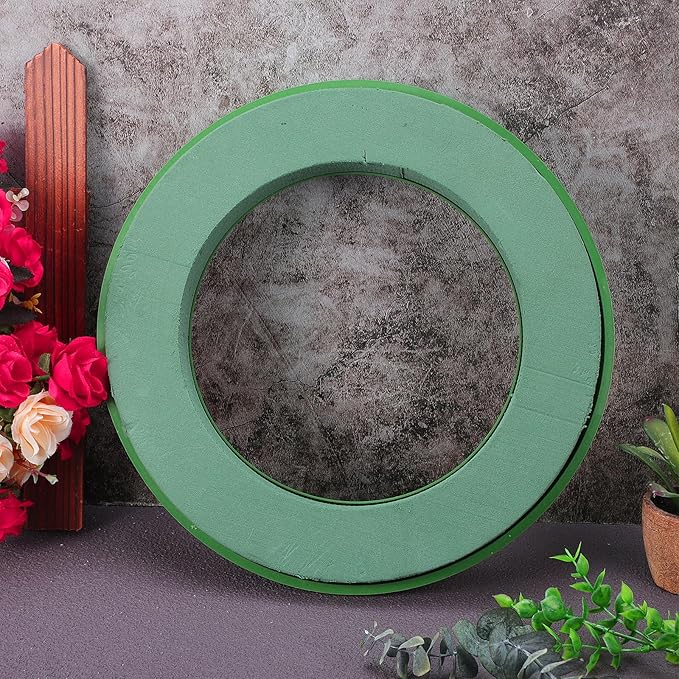 2Pcs Floral Foam Ring 11.81" Flower Foam Wreath Base with Suction Cup, Wet Floral Foam Wreath for Artificial & Fresh Flowers, for Wedding Car Table Centerpiece Florist Flower Arrangement