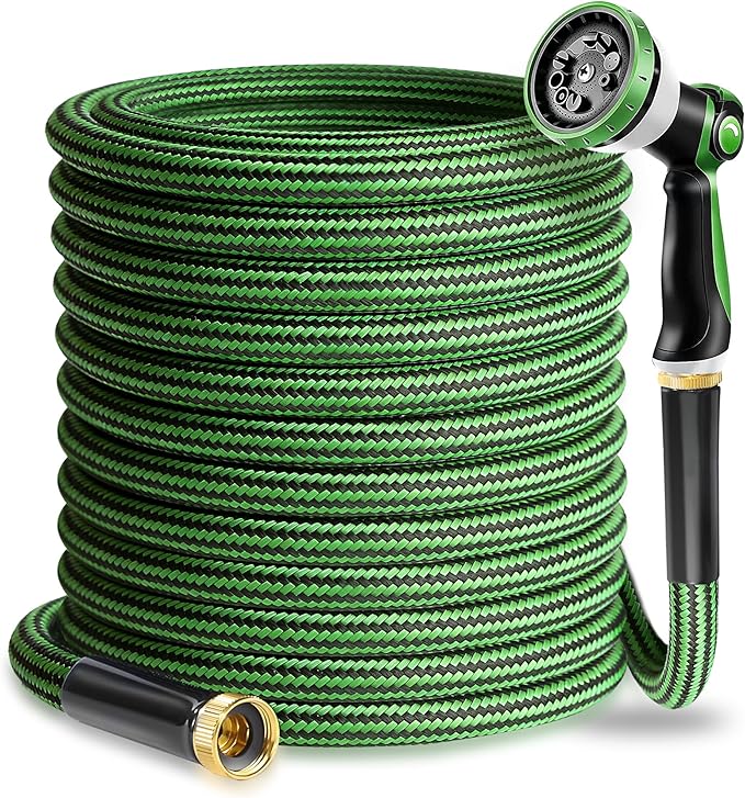 Garden Hose 75 FT-Triple-layer pipe, Heavy Duty Water Hose with solid Aluminum Fittings, Ultra-Lightweight and Flexible, Abrasion-Resistant, Rust-Resistant,Watering and Cleaning for Outdoor