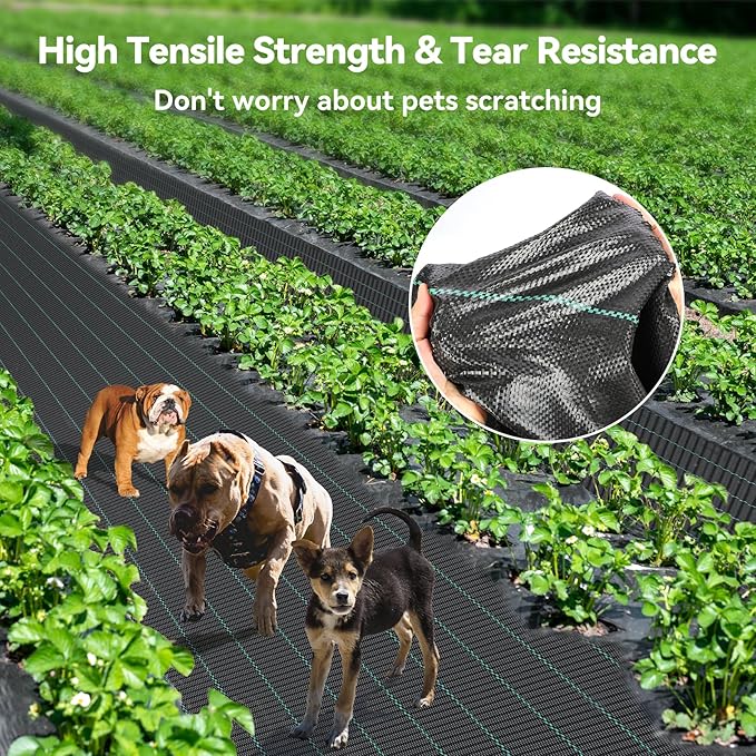 iropro 6ftx300ft Landscape Fabric 3.2oz Weed Barrier Fabric, Woven Weed Barrier Fabric Heavy Duty, Weed Control Cloth Geotextile for Underlayment, Gardening, Commercial Driveway Weed Block Cover Mat