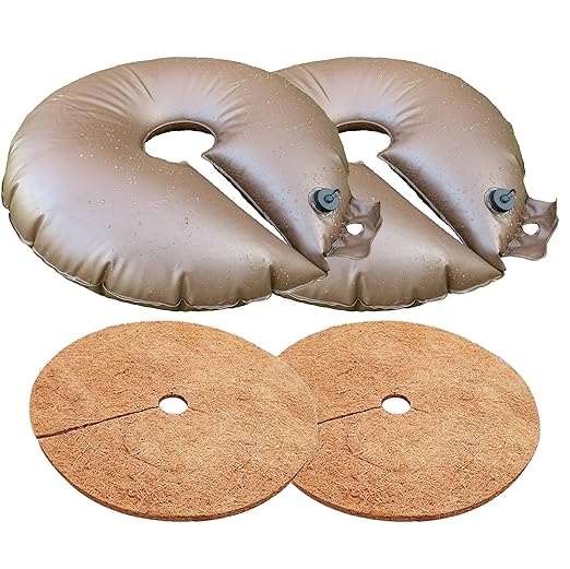 20gal Tree Watering Ring with Coconut Fiber Mulch Ring, Deep Root&Slow Release&Automatic Drip Irrigation Watering System for Trees and shrubs (2*Watering Ring +2* Mulch Mat)