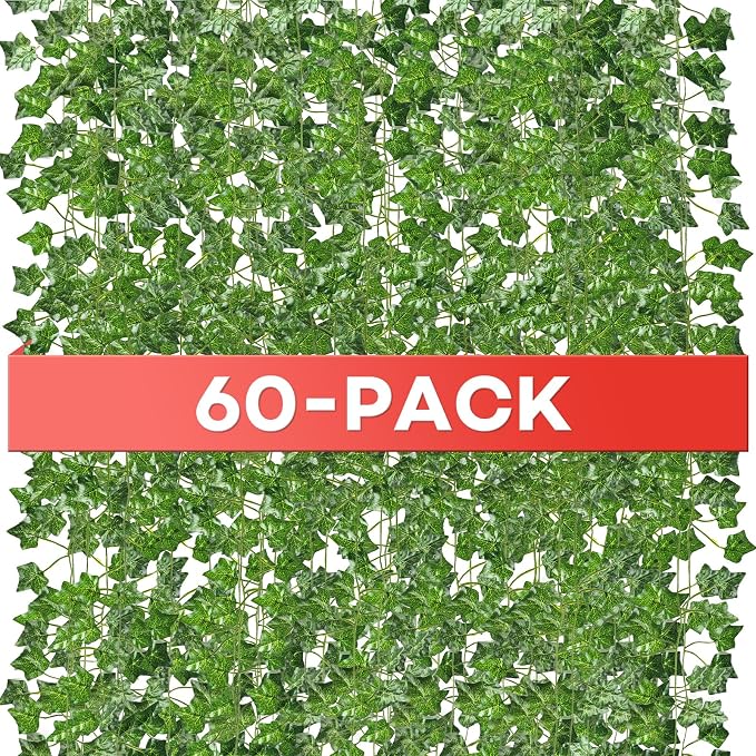 Alotiki Fake Vines, 60 Pack 420 Feet Artificial Ivy Garland Vines for Bedroom Decor, Hanging Vines for Party Wedding Christmas Decoration,Fake Leaves for Outdoor Patio Garden