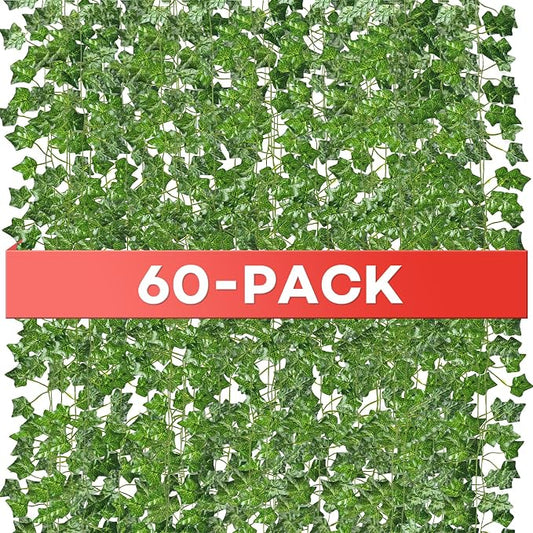 Alotiki Fake Vines, 60 Pack 420 Feet Artificial Ivy Garland Vines for Bedroom Decor, Hanging Vines for Party Wedding Christmas Decoration,Fake Leaves for Outdoor Patio Garden