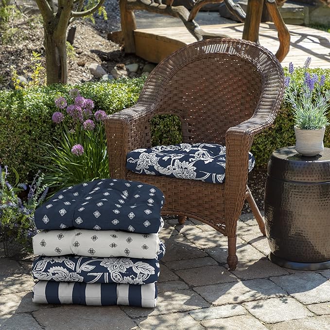Arden Indoor/Outdoor Rocking Chair Or Wicker Chair Cushion, 20 x 18, Water Repellent, Rain Proof, Fade Resistant Cushion for Rocking Or Rounded Back Chair Sapphire Blue Ashland Jacobean