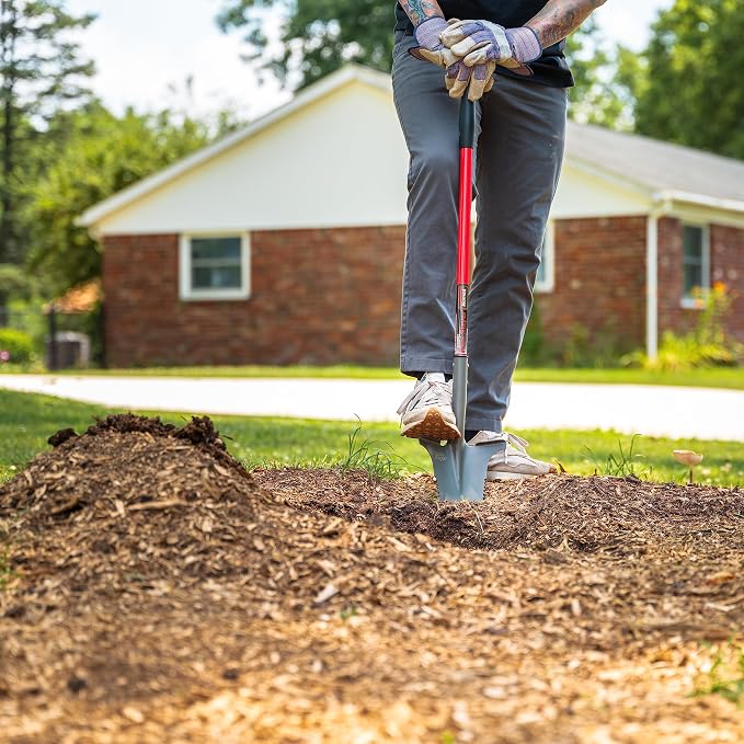 Root Slayer 22311 Nomad Compact Steel Garden Spade for Digging Soil and Root Removal, Portable Tool, Red