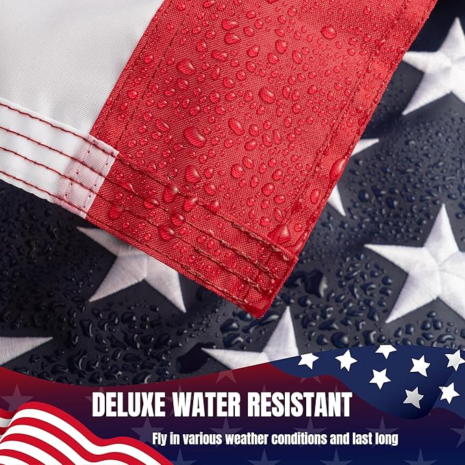 American Flag 5x8 Ft for Outside, Heavy Duty Nylon US Flag, TearProof and WaterProof Super Tough Series, High Wind All Weather USA Flag with Embroidered Stars, Sewn Stripes, Brass Grommets