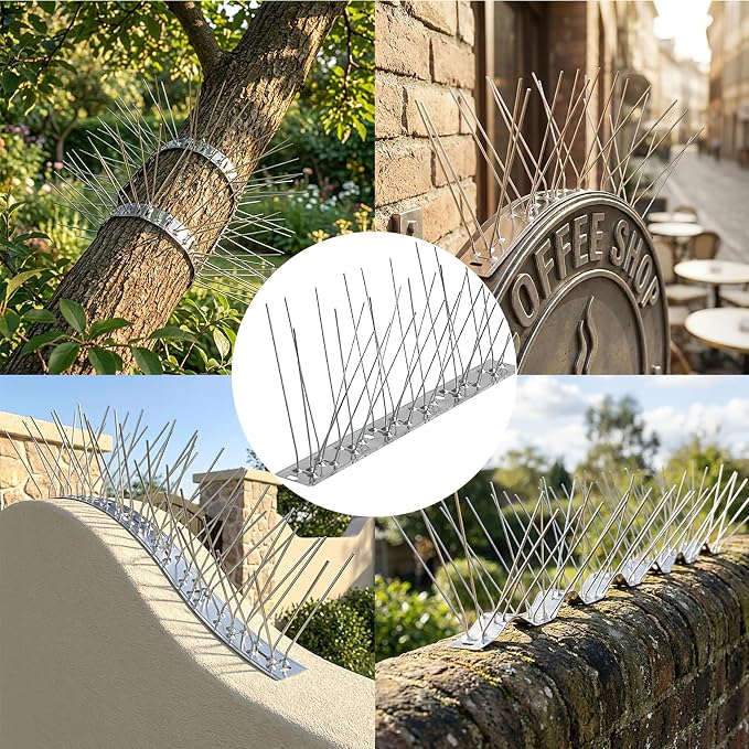 Bird Spikes 24.6FT Install,304 Stainless Steel Bird Deterrents Spikes for Outside to Keep Birds Away Bird Scare Devices Outdoor,30Pcs