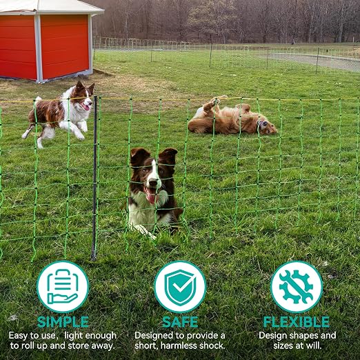 PPOLB Electric Fence Netting - 42.5" H x 164' L, Portable Movable Livestock Nets Mesh for Goats, Sheep, Hogs, Dog, All-Purpose Electric Fencing for Backyards, Homesteaders, Farms Ranches, and Gardens