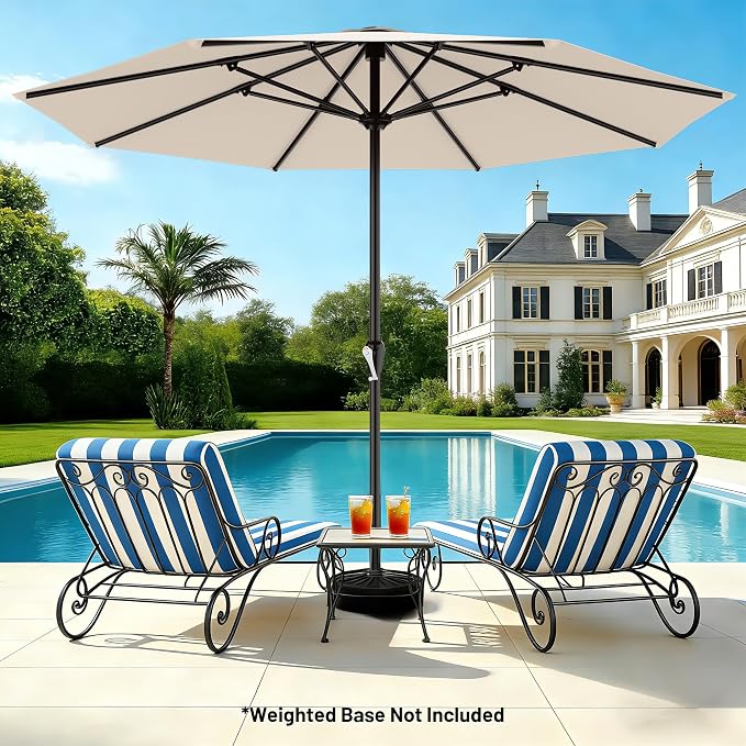 AreShark 12 FT Patio Umbrella for Outdoor, Outdoor Table Umbrella with Push Button Tilt and Crank, Outdoor Patio Umbrellas with 8 Sturdy Ribs, Patio Umbrellas for Market, Garden, Pool (Cream White)