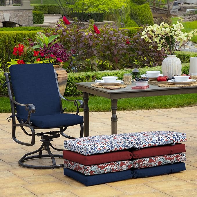 Arden Outdoor Midback Chair Cushion, 18 x 16.5, Sapphire Blue Leala
