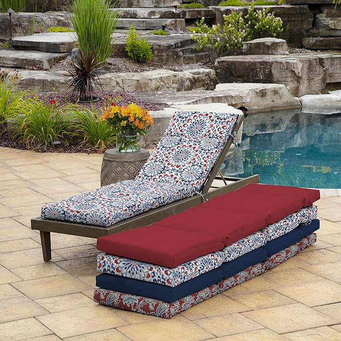 Arden Outdoor Chaise Cushion, 22 x 77, Rain-Proof, Fade Resistant Clark Blue